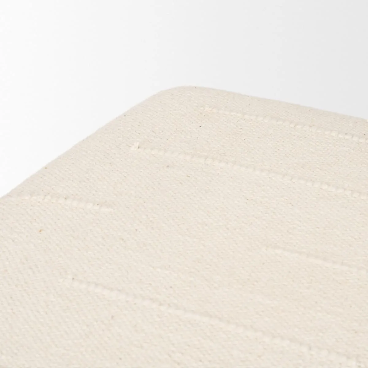 Shae Ottoman Brown Wood | Oatmeal Fabric