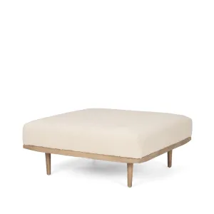 Shae Ottoman Brown Wood | Oatmeal Fabric