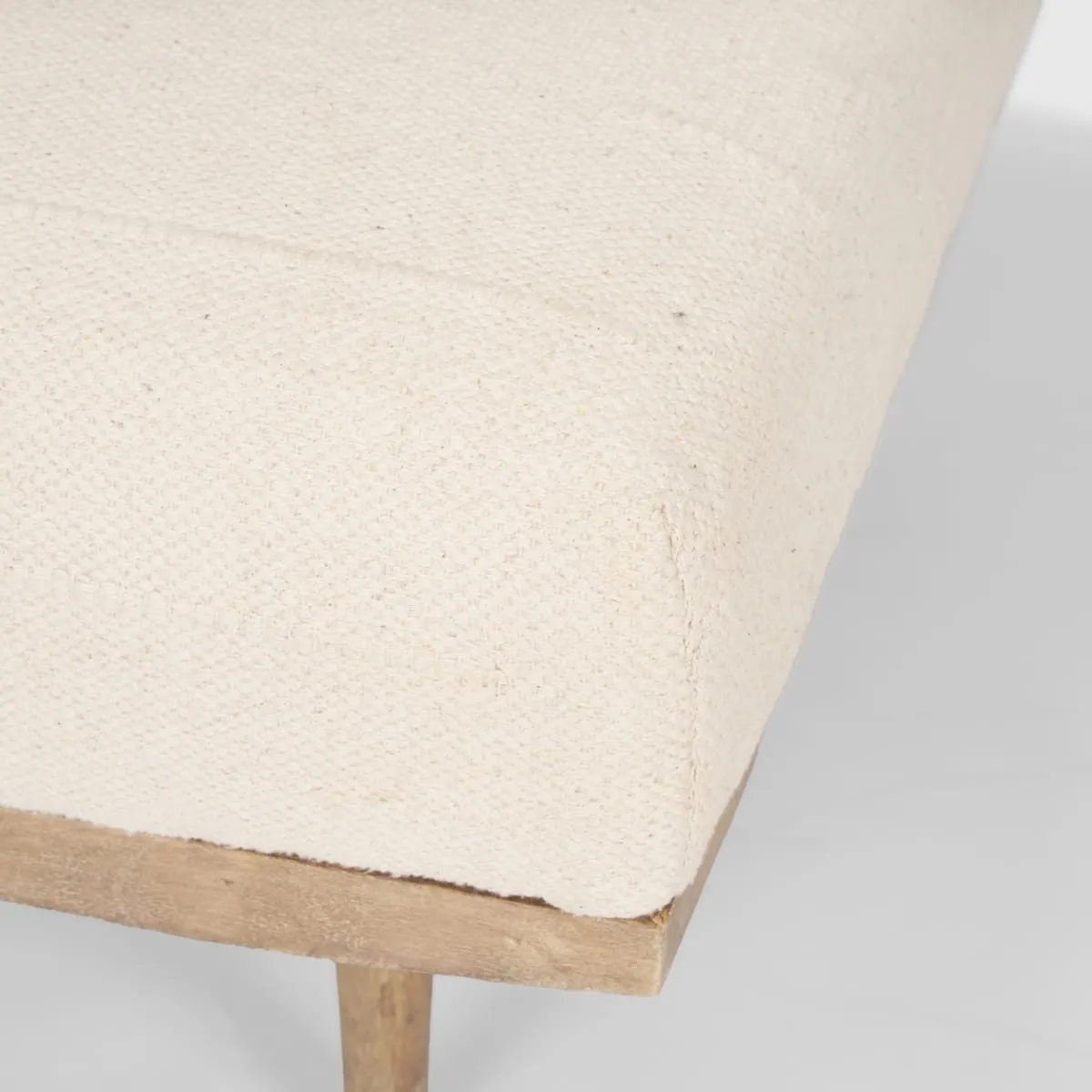 Shae Ottoman Brown Wood | Oatmeal Fabric