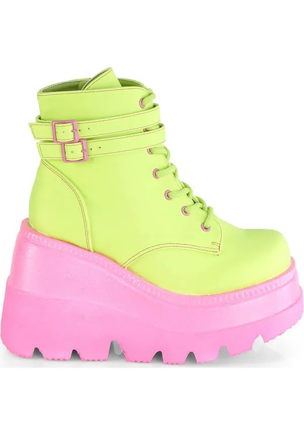 SHAKER-52 [Lime Reflective/Pink UV] | PLATFORM BOOTS [IN STOCK]**