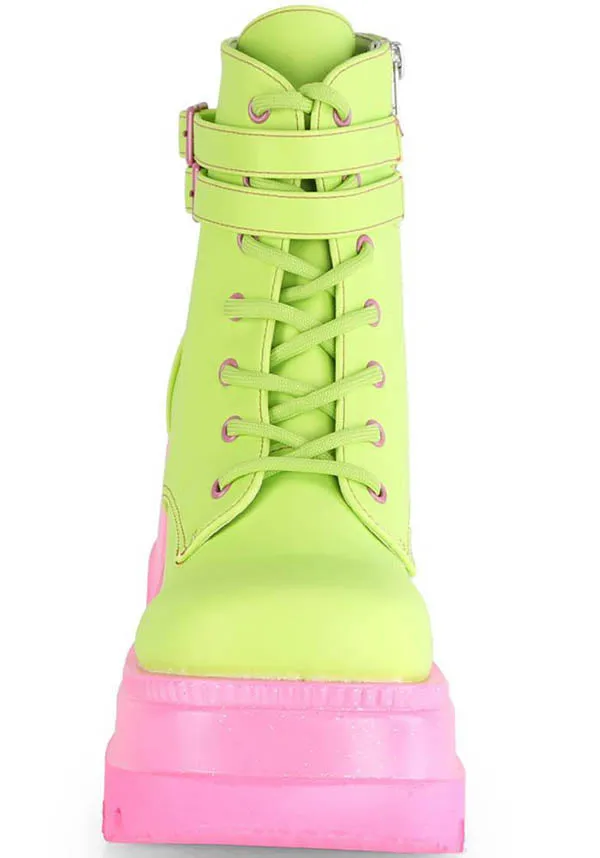 SHAKER-52 [Lime Reflective/Pink UV] | PLATFORM BOOTS [IN STOCK]**