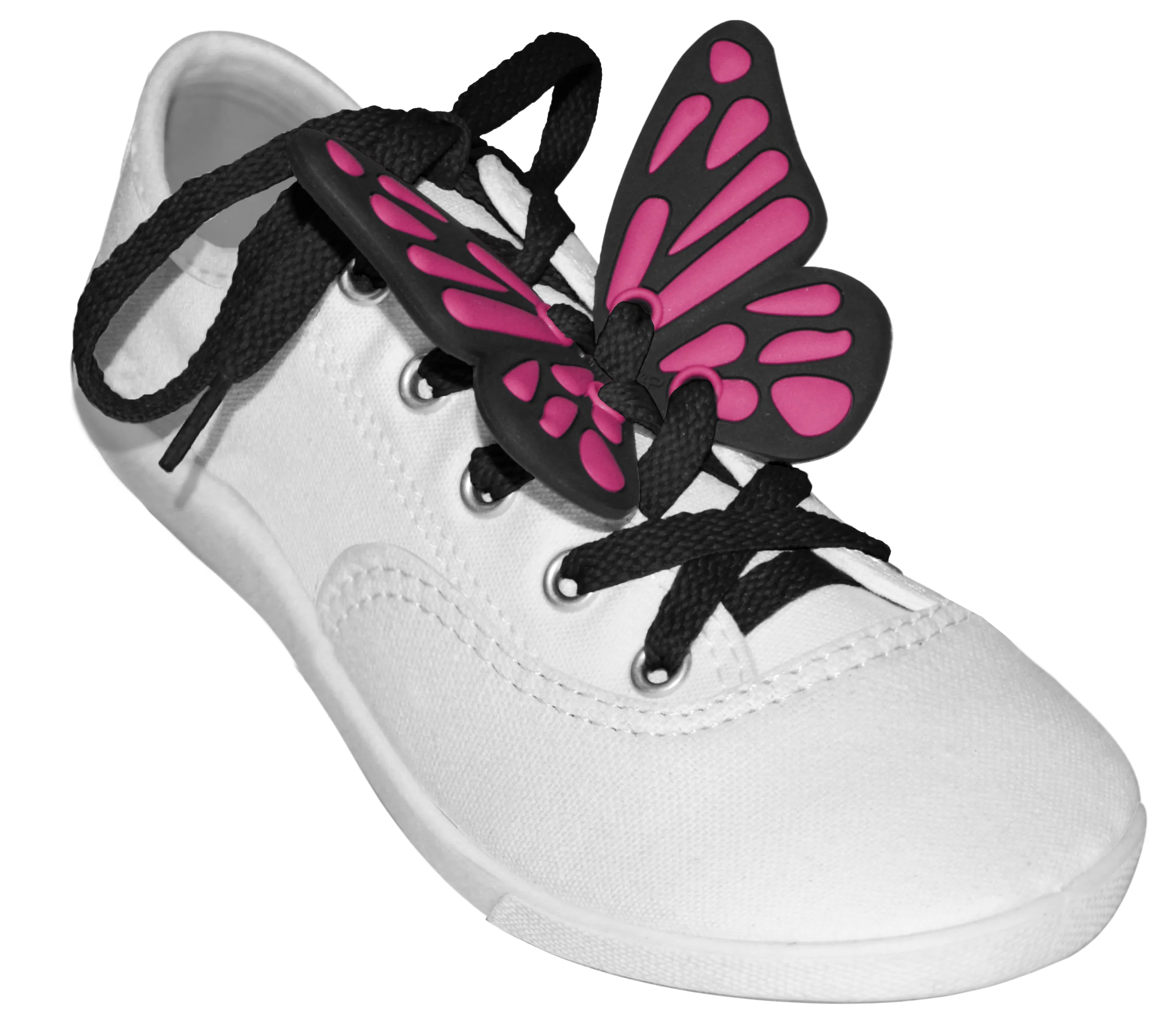 ShoeFlys ® Funsets™ | Butterflies Black & Hot Pink with Black Laces