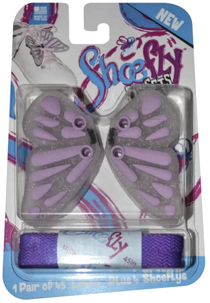 ShoeFlys ® Funsets™ | Sparkle Fairy Wings with Purple Laces