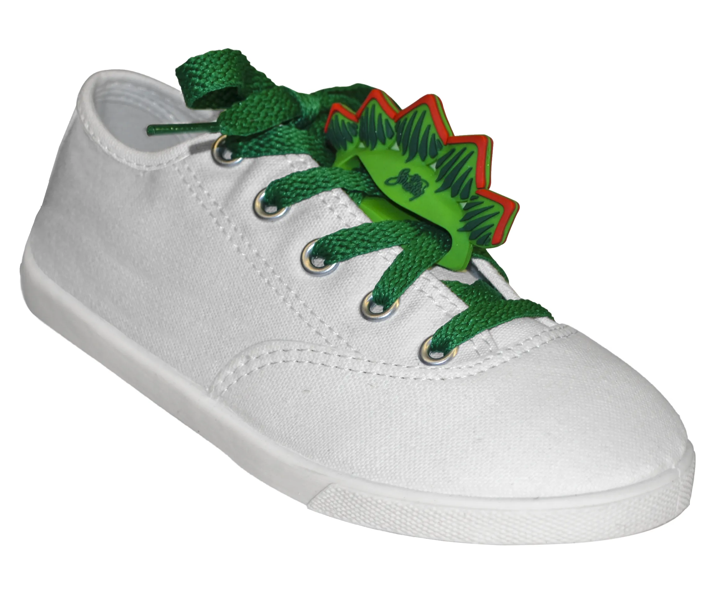 ShoeFlys ® Funsets™ | Stegosaurus Dino with Green Laces