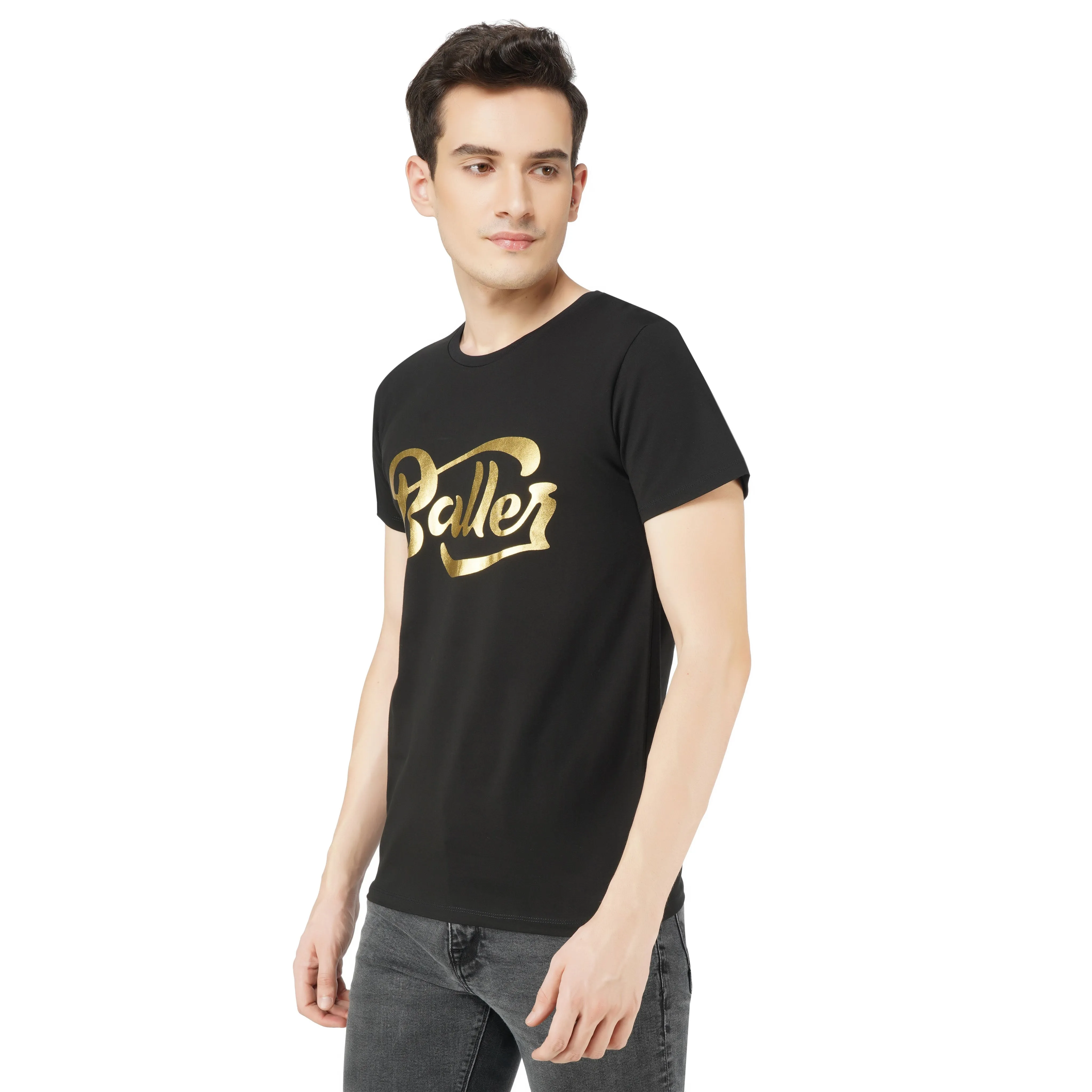 SLAY. Men's T-shirt Gold Foil Reflective Print  BALLER Edition