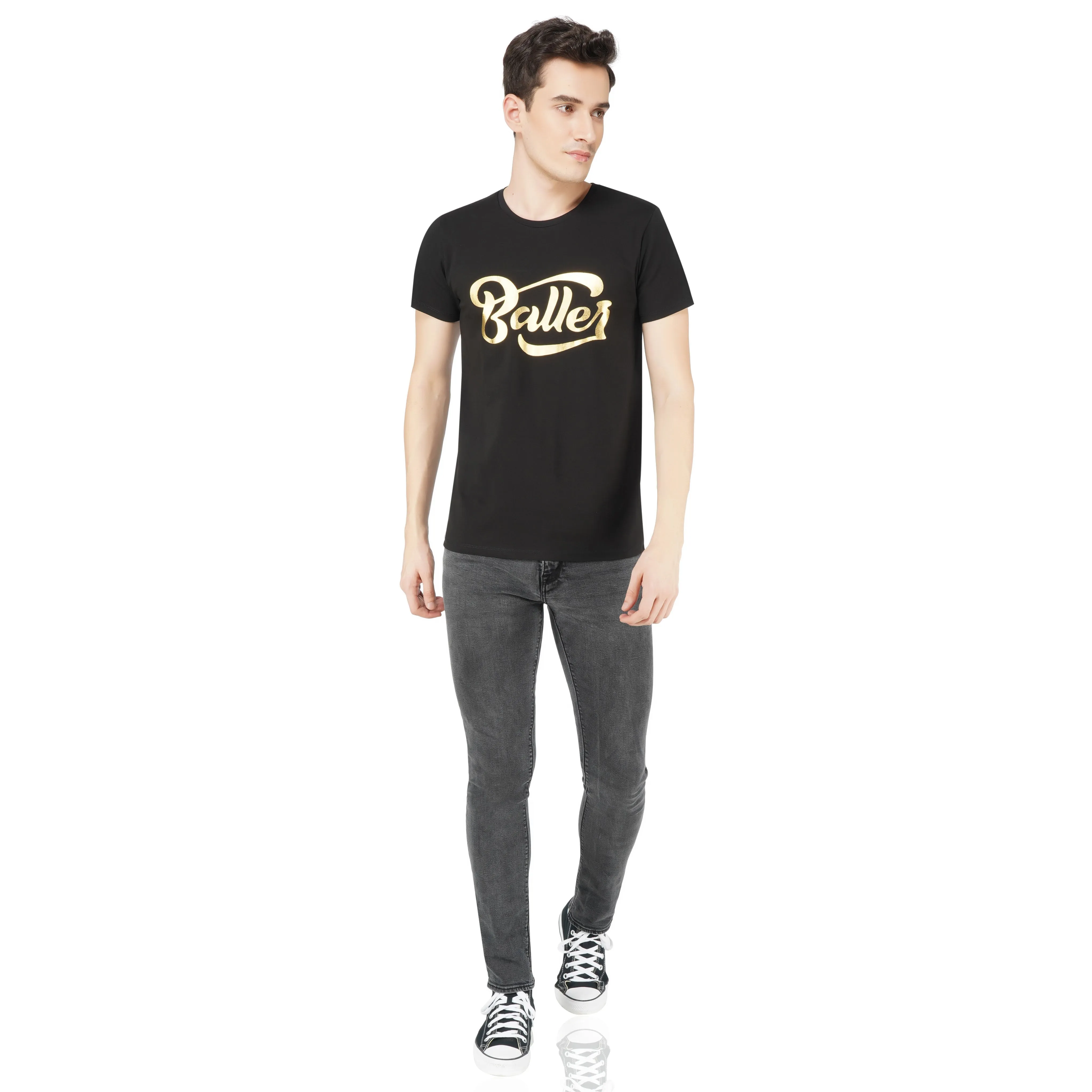 SLAY. Men's T-shirt Gold Foil Reflective Print  BALLER Edition