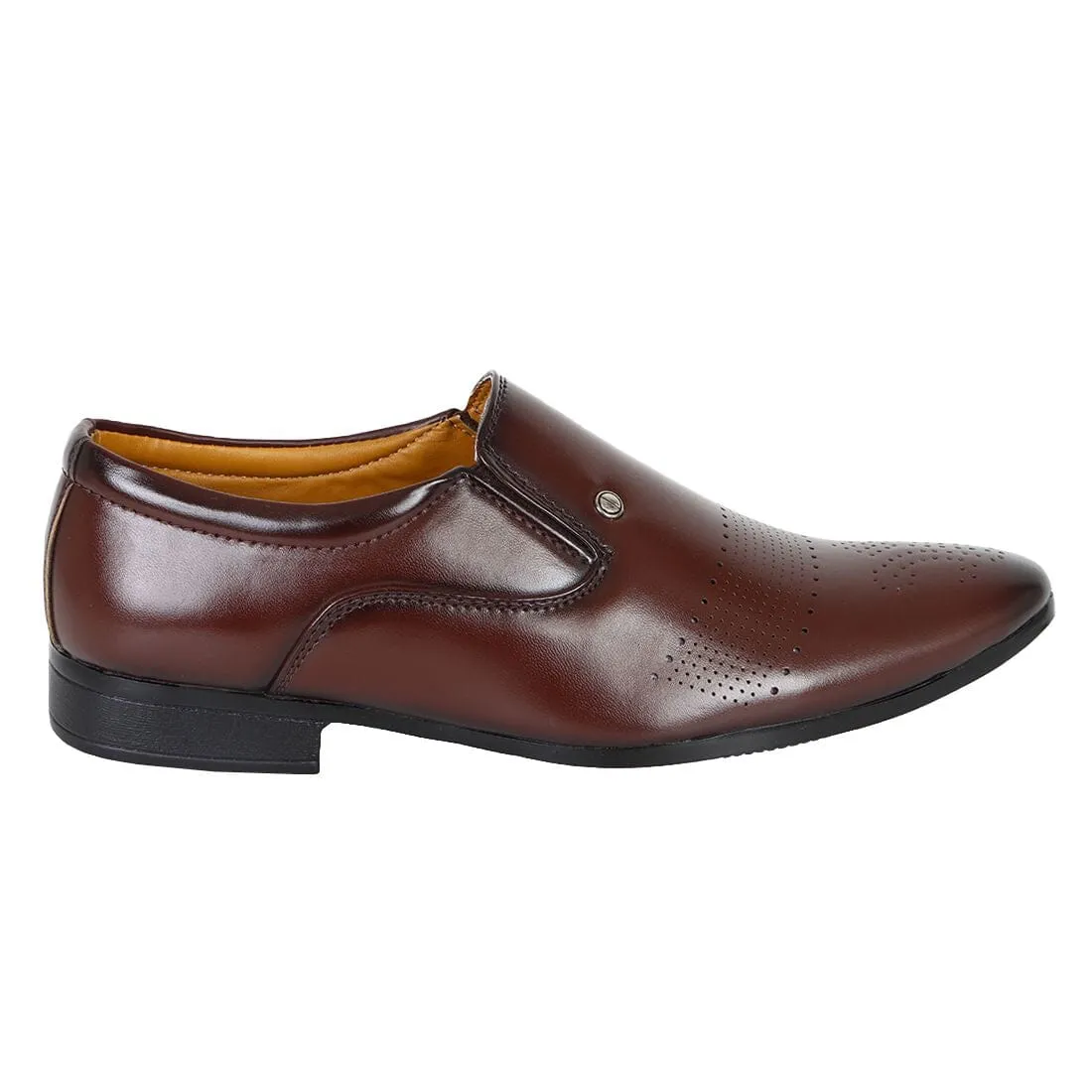 Somugi Brown Slip on Formal Shoes for Men made by Artificial Leather