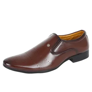 Somugi Brown Slip on Formal Shoes for Men made by Artificial Leather