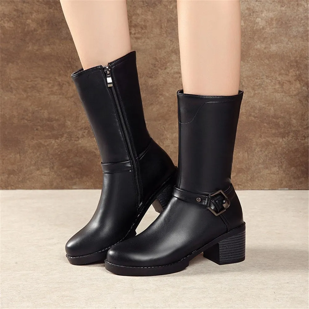 Square Heels mid-calf Boots