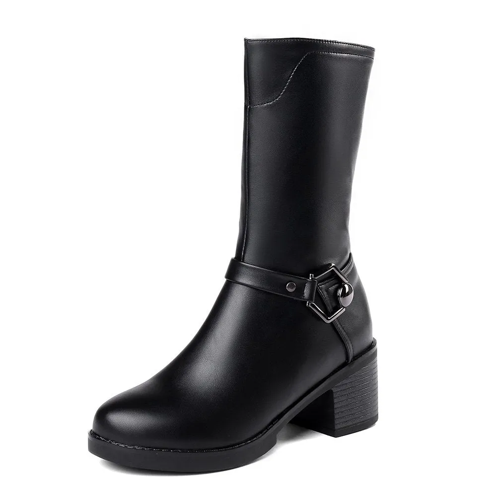 Square Heels mid-calf Boots