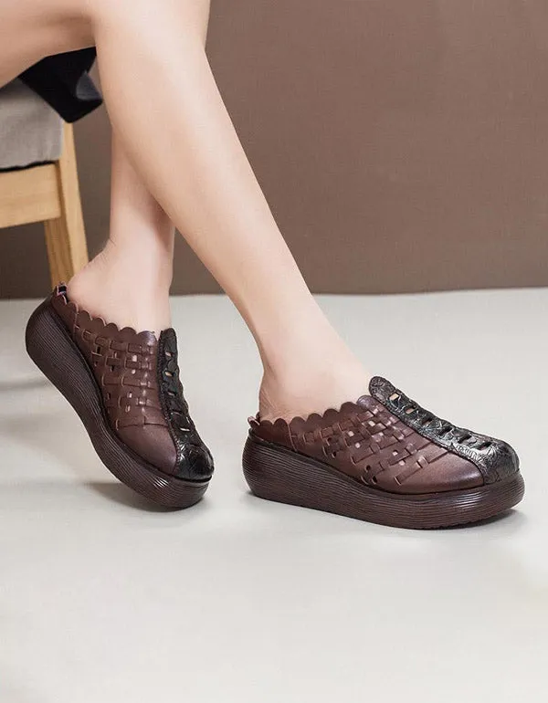 Summer Woven Retro Wedge Women Slippers