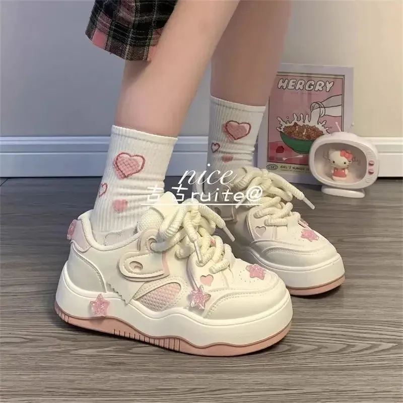 TAVIMART  -  Pink Platform Female Sneakers Skateboard Kawaii Women Shoes Tennis Flats Casual Basket Korean Vulcanize Spring Summer 2024