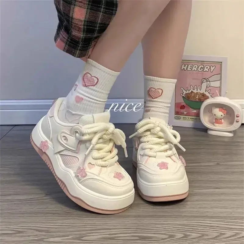 TAVIMART  -  Pink Platform Female Sneakers Skateboard Kawaii Women Shoes Tennis Flats Casual Basket Korean Vulcanize Spring Summer 2024