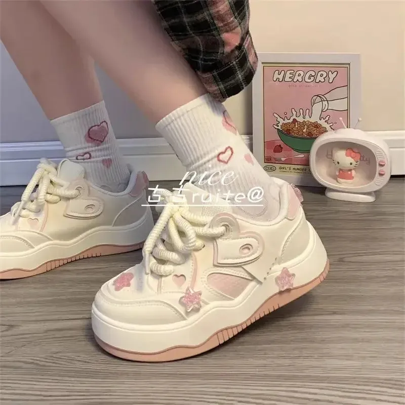 TAVIMART  -  Pink Platform Female Sneakers Skateboard Kawaii Women Shoes Tennis Flats Casual Basket Korean Vulcanize Spring Summer 2024