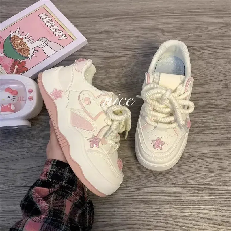 TAVIMART  -  Pink Platform Female Sneakers Skateboard Kawaii Women Shoes Tennis Flats Casual Basket Korean Vulcanize Spring Summer 2024