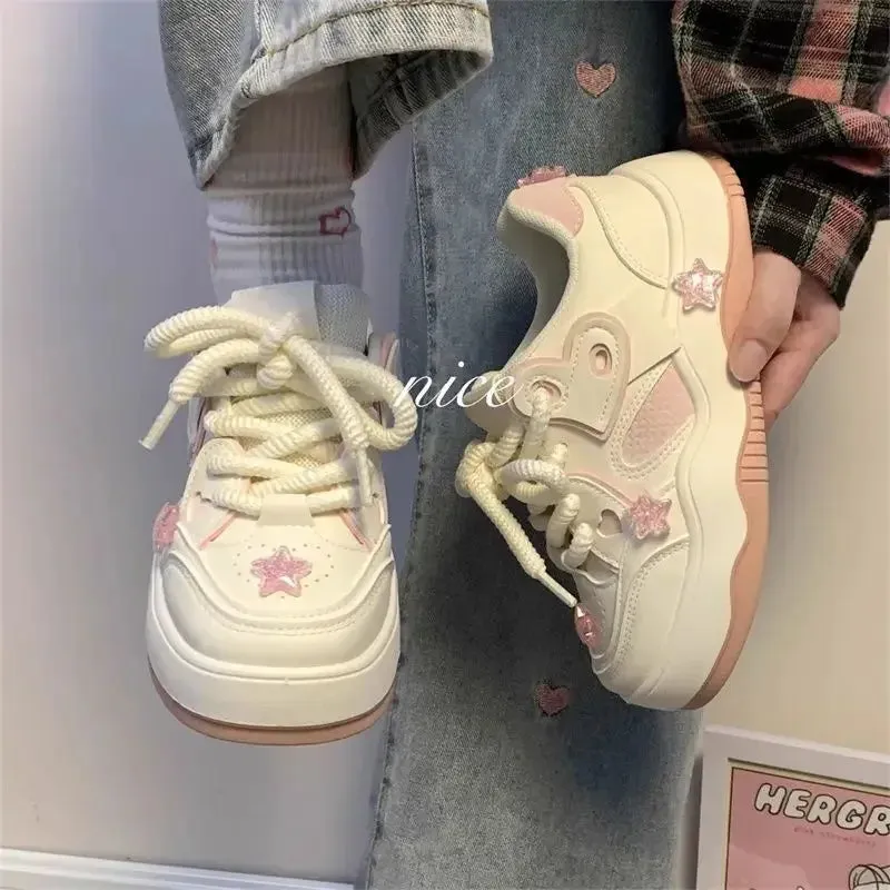 TAVIMART  -  Pink Platform Female Sneakers Skateboard Kawaii Women Shoes Tennis Flats Casual Basket Korean Vulcanize Spring Summer 2024