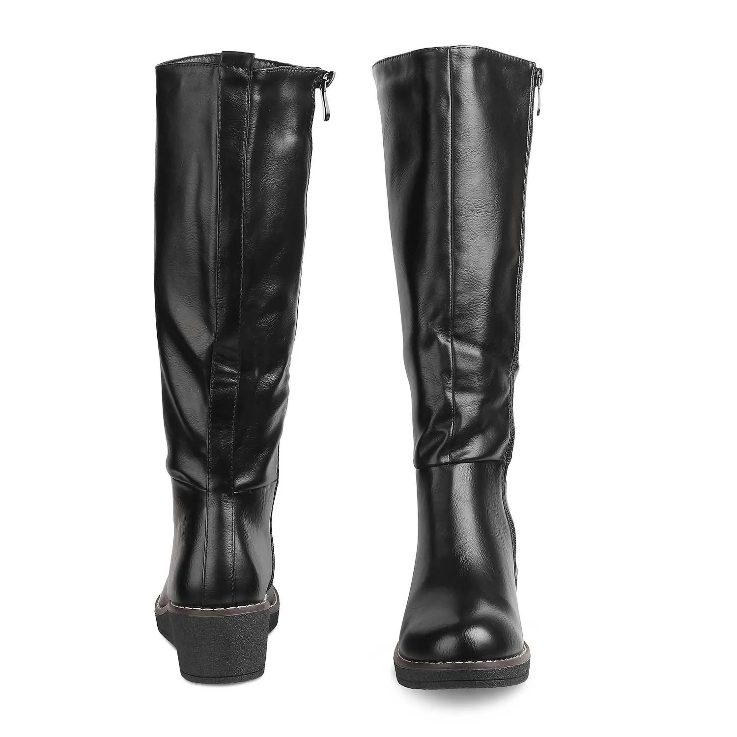 The Alavus Black Women's Knee-length Boots Tresmode