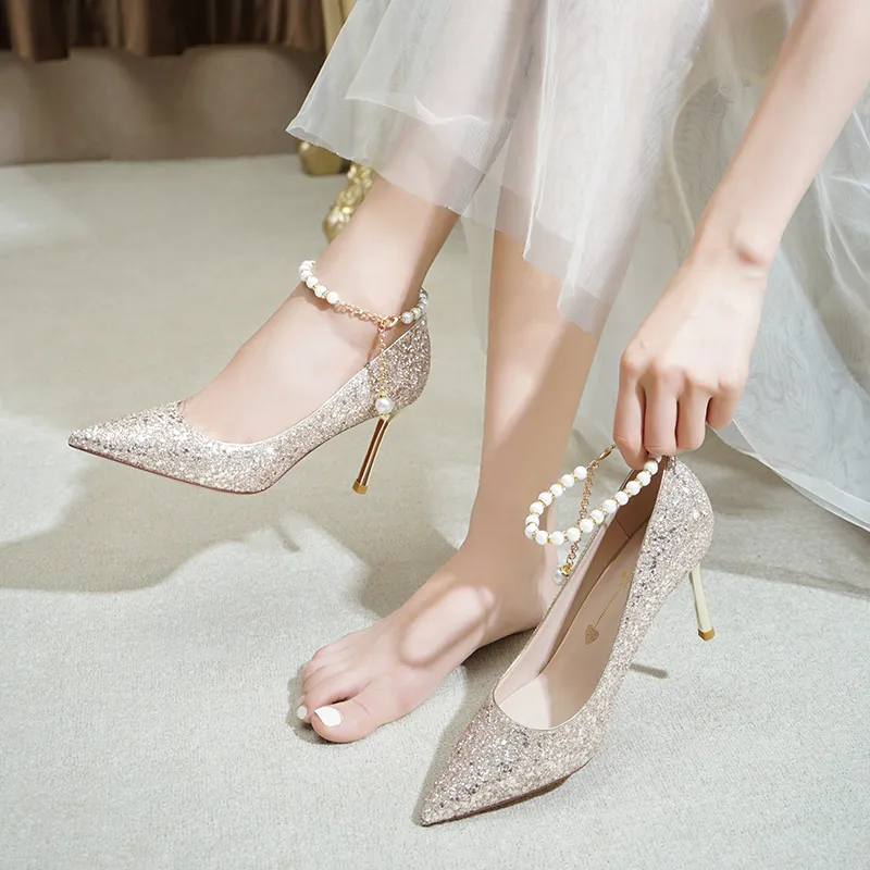 The Hera Wedding Bridal Champagne Gold Heels