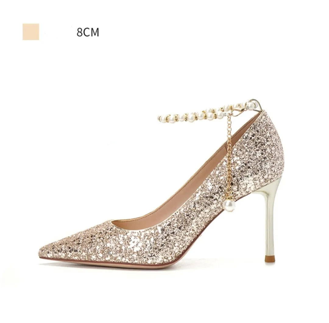 The Hera Wedding Bridal Champagne Gold Heels