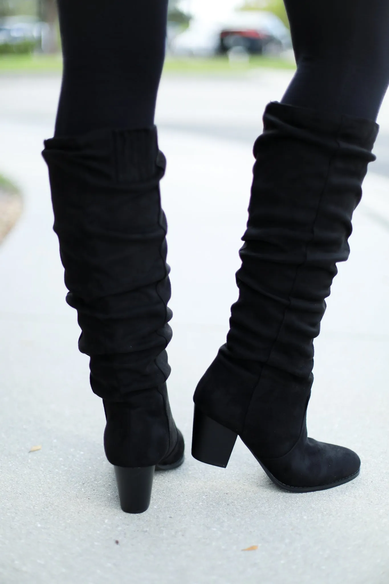 Tyson Black Faux Suede Boots