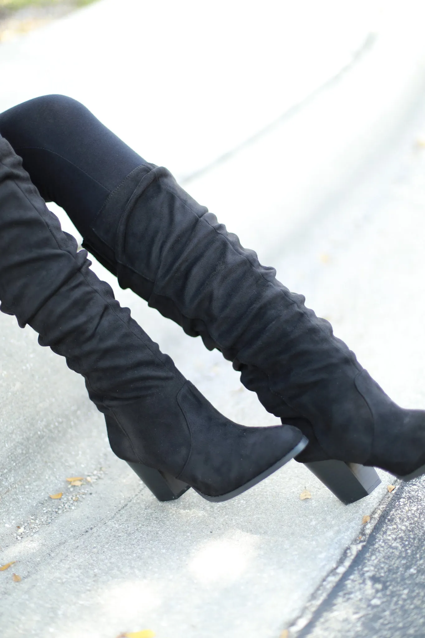 Tyson Black Faux Suede Boots