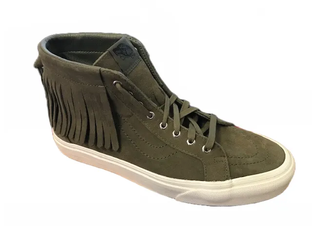 Vans sneakers unisex alte in camoscio con frange SK8-HI Moc VN000315JU0 ivy green-black