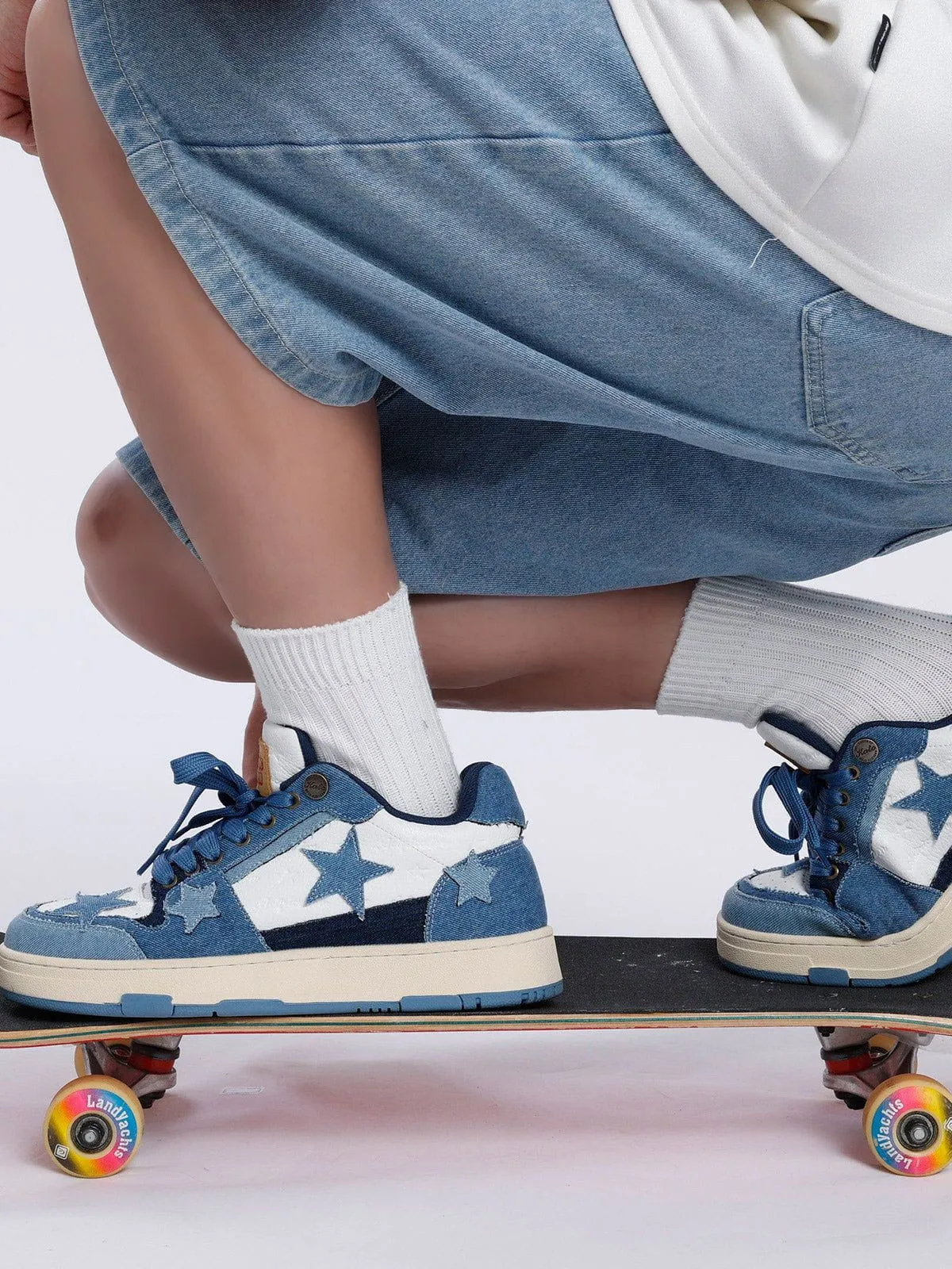 WLS StarryGlide  Stars Casual All-Match Denim Skate Shoes