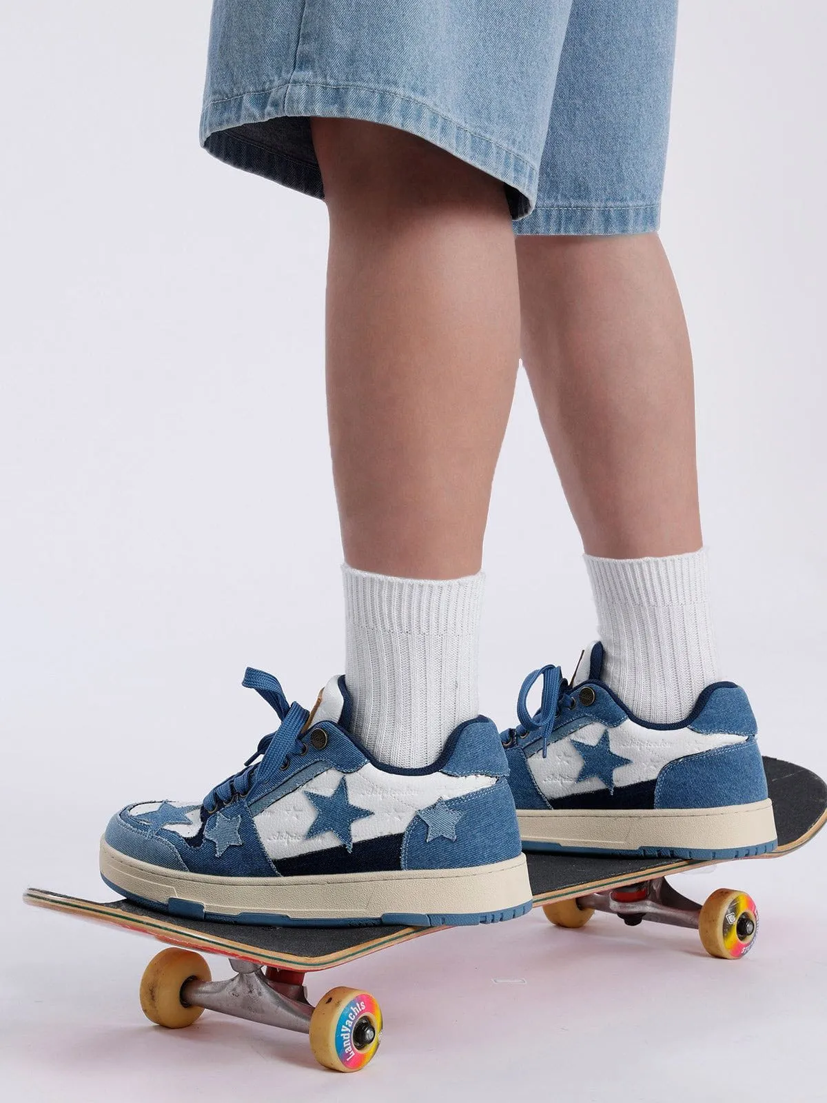 WLS StarryGlide  Stars Casual All-Match Denim Skate Shoes