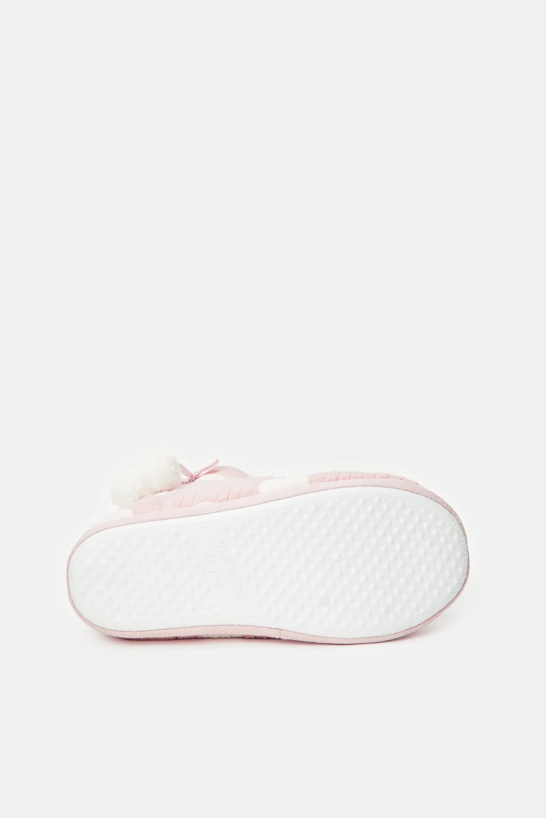 Women Pink Booty Slipper With Pom Pom