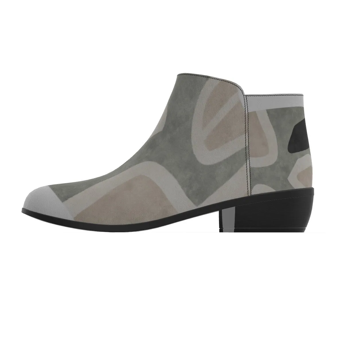 Women's Fashion Boots 121 beige with olive abstract print