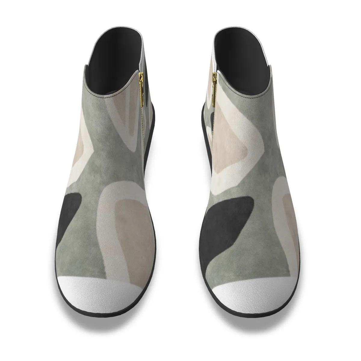 Women's Fashion Boots 121 beige with olive abstract print