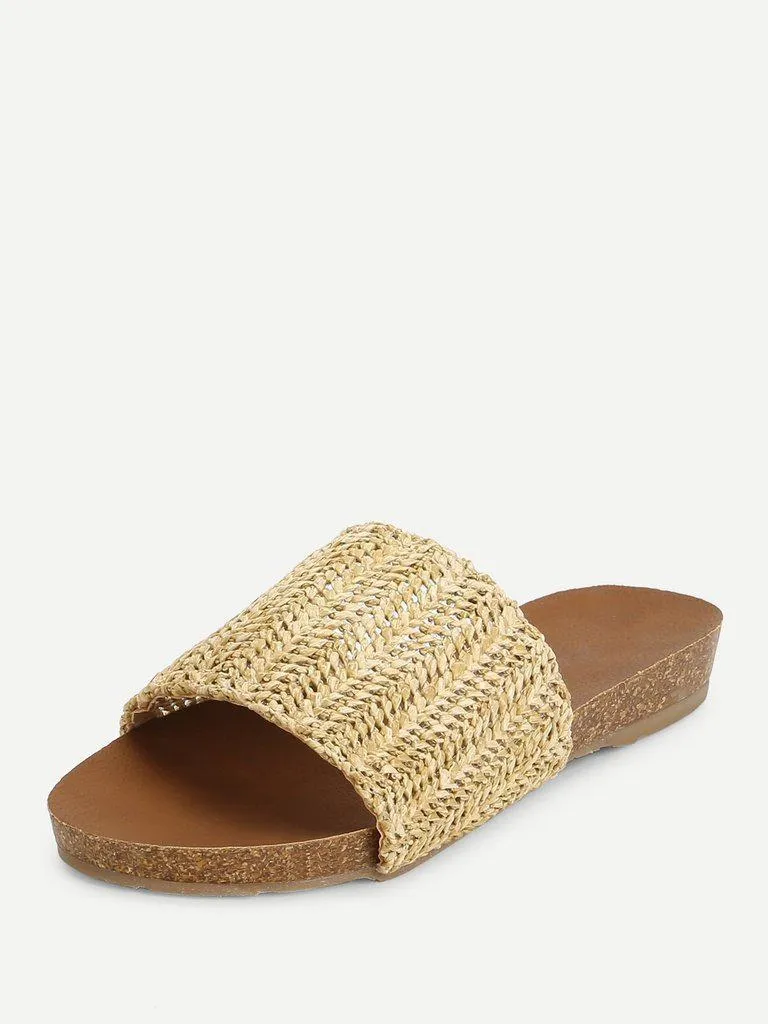 Woven Flat Slide Sandals