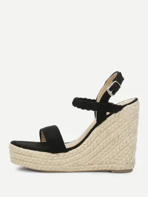 Woven Strap Platform Wedge Sandals