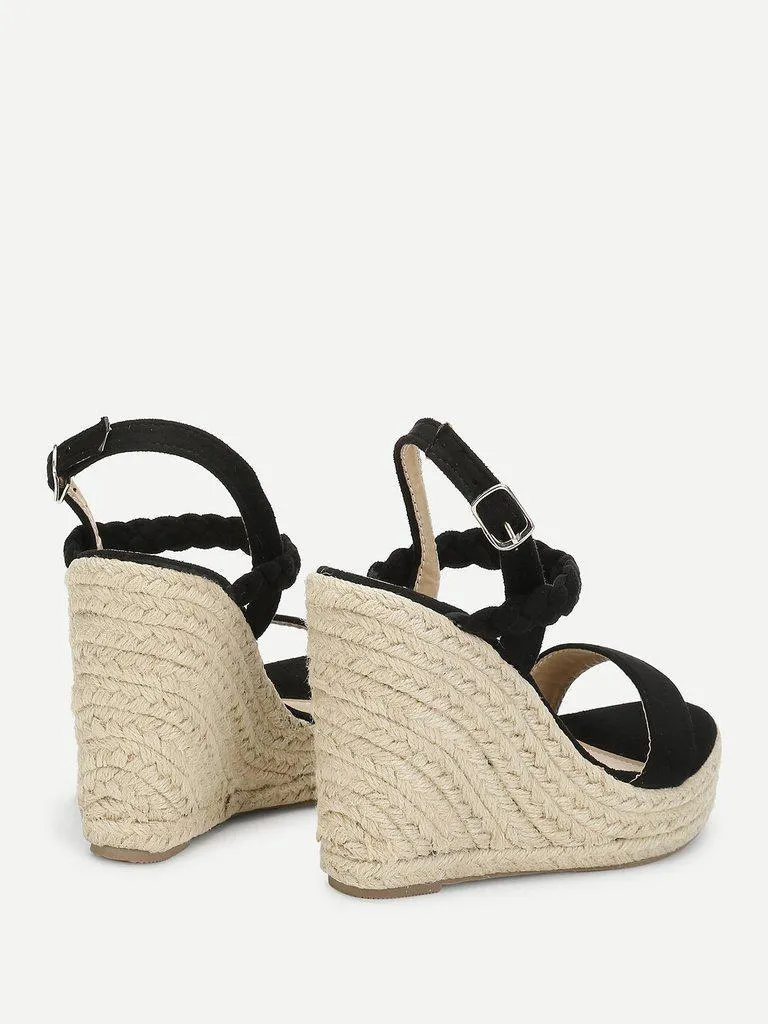 Woven Strap Platform Wedge Sandals